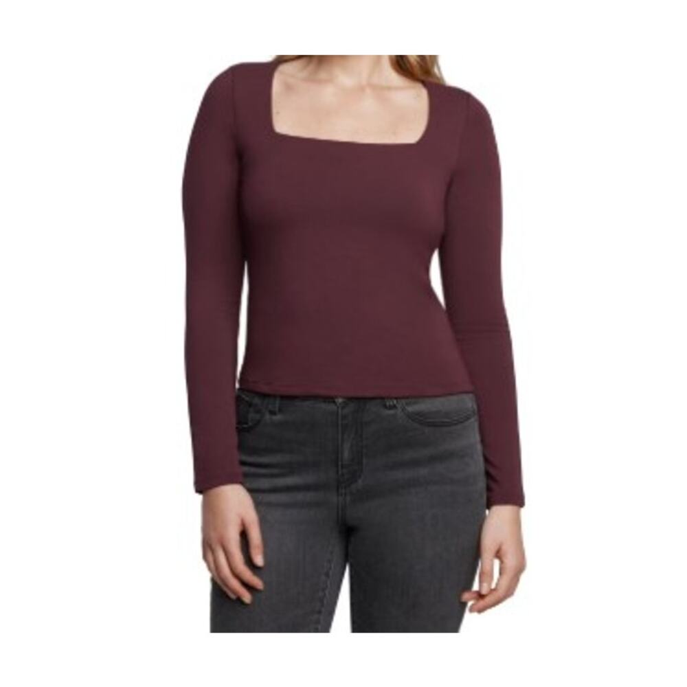 Express Women's Square Neck Top Burgundy Size M